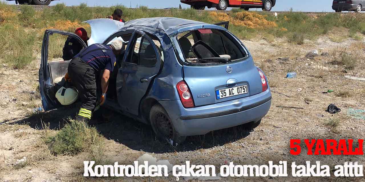 Kontrolden çıkan otomobil takla attı: 5 yaralı