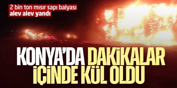 Konya'da 2 bin ton mısır sapı balyası dakikalar içinde küle döndü